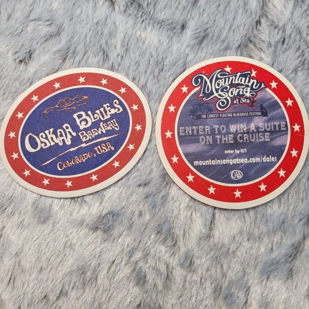 Beer Coaster Beermat Oskar Blues Brewery Colorado USA 2 Coasters New Two Sides